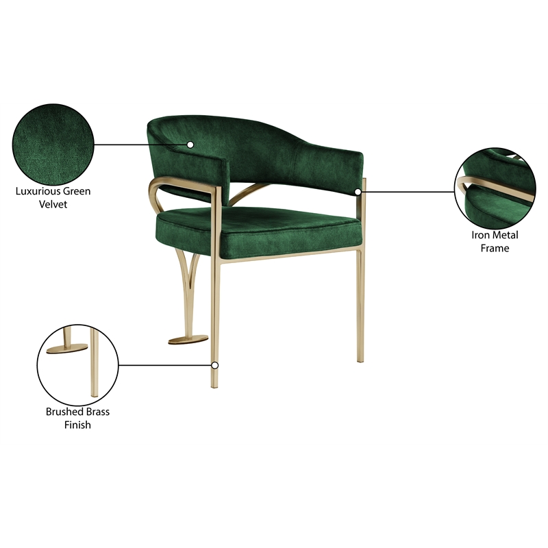 Meridian Furniture Madelyn Green Velvet Dining Chair (Set of 2)