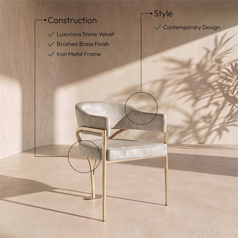 Meridian Furniture Madelyn Stone Velvet Dining Chair (Set of 2)