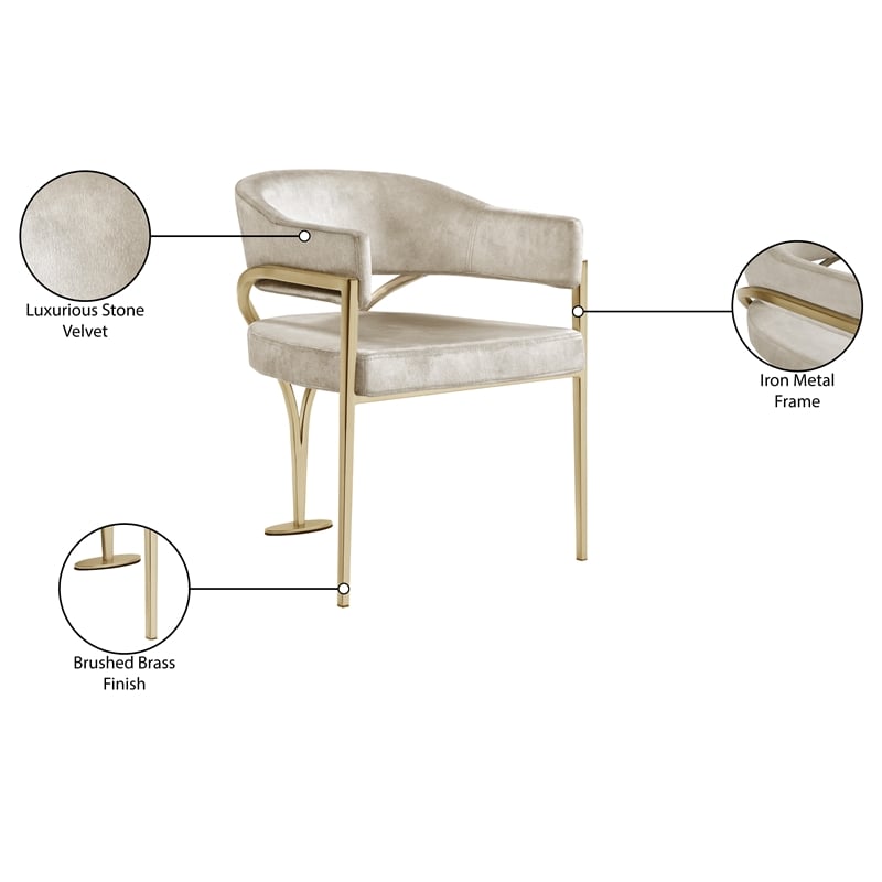 Meridian Furniture Madelyn Stone Velvet Dining Chair (Set of 2)