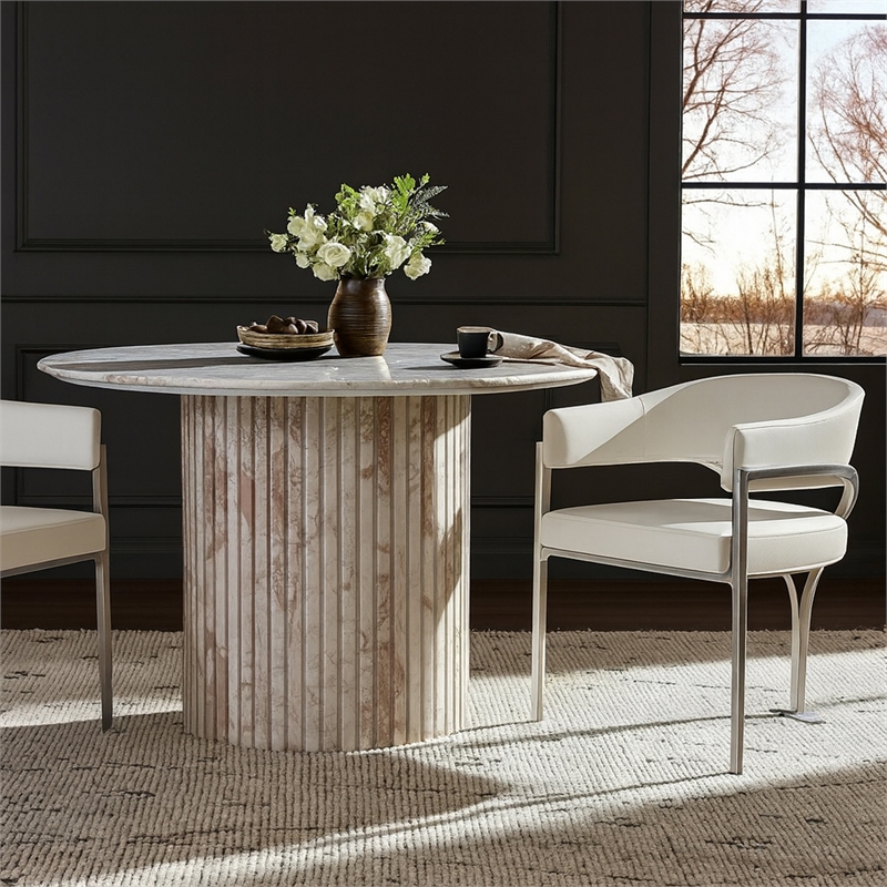 Meridian Furniture Madelyn Cream Vegan Leather Dining Chair (Set of 2)