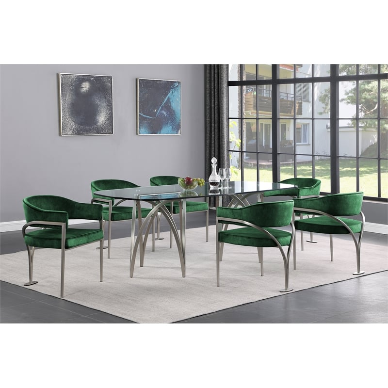 Meridian Furniture Madelyn Green Velvet Dining Chair (Set of 2)