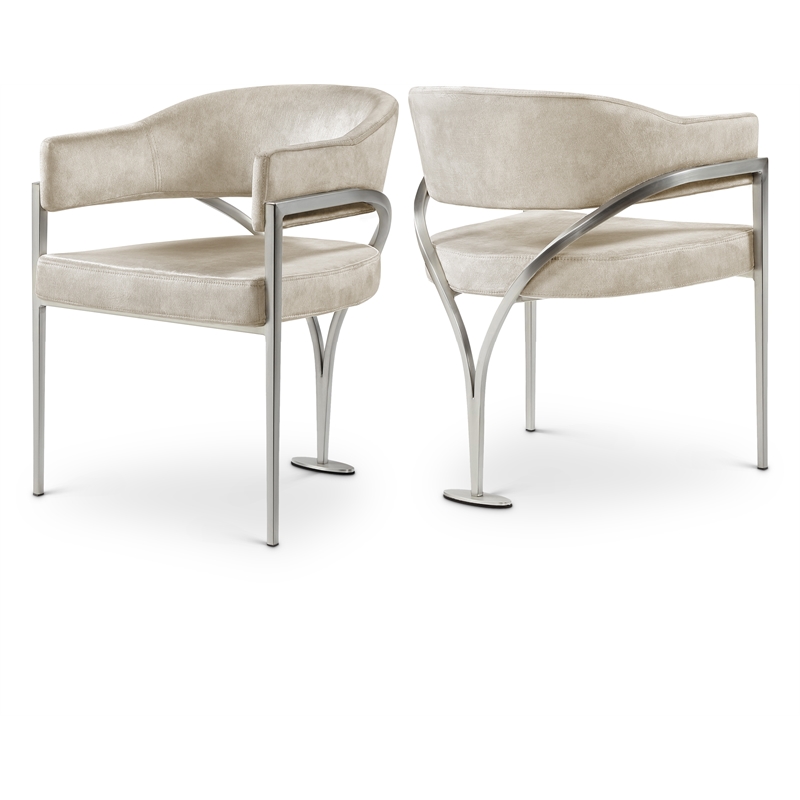 Meridian Furniture Madelyn Stone Velvet Dining Chair (Set of 2)