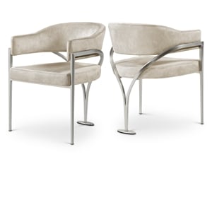 Meridian Furniture Madelyn Stone Velvet Dining Chair (Set of 2)