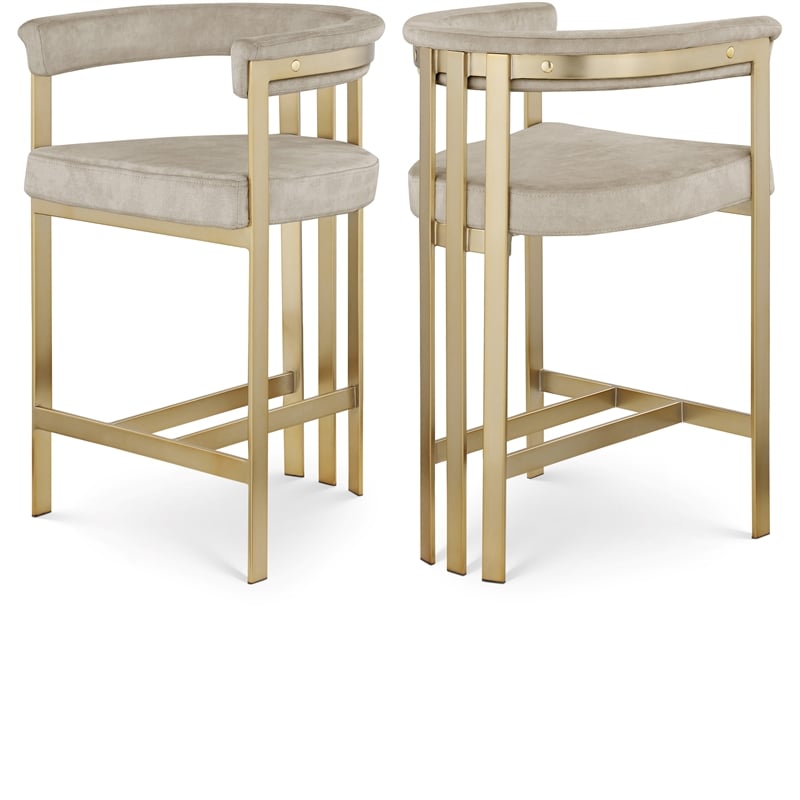 Meridian Furniture Marcello Stone Velvet Counter Stool (Set of 2)