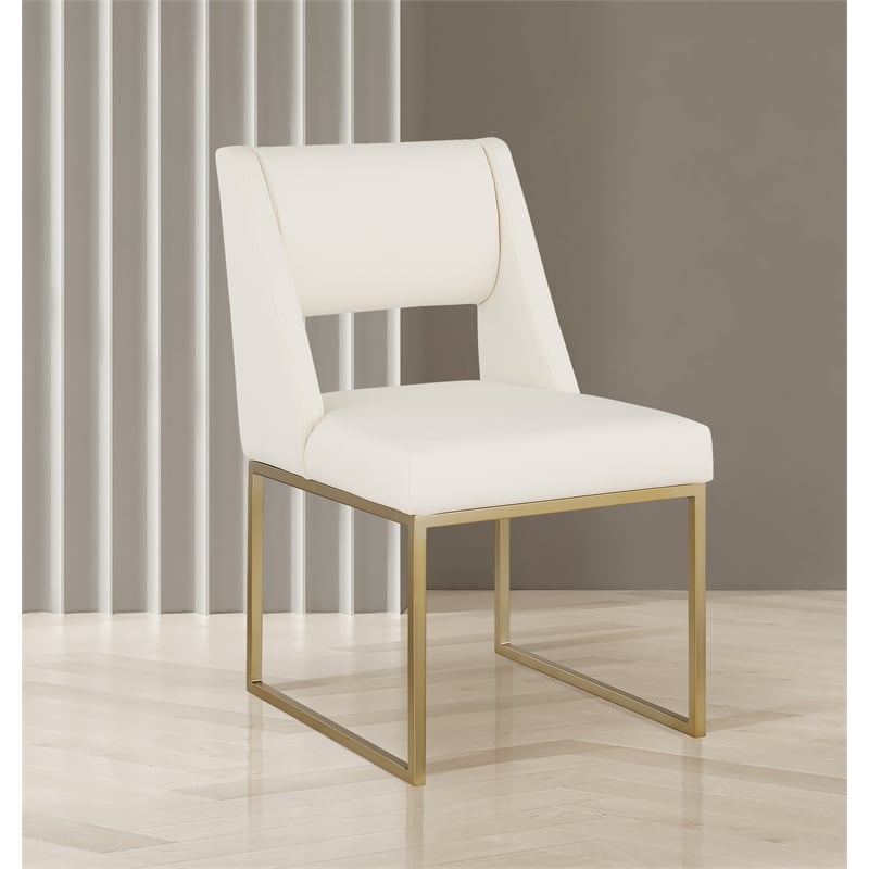 Meridian Furniture Jayce Cream Vegan Leather Dining Chair (Set of 2)