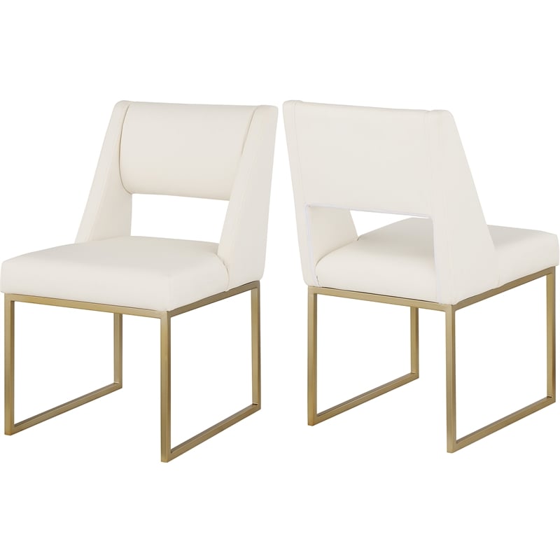 Meridian Furniture Jayce Cream Vegan Leather Dining Chair (Set of 2)