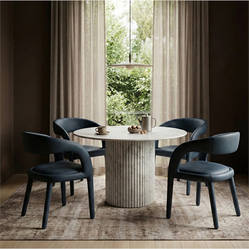Meridian Furniture Sylvester Navy Vegan Leather Dining Chair