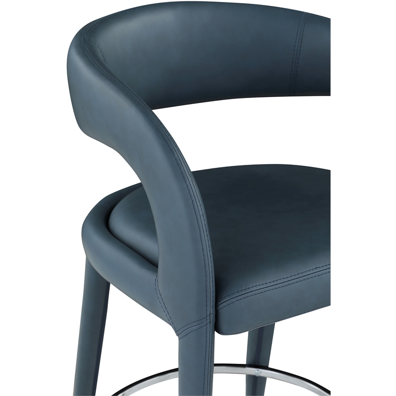 Meridian Furniture Sylvester Navy Vegan Leather Stool