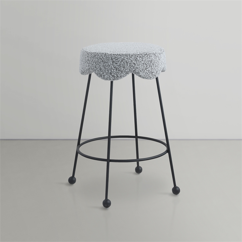 Meridian Furniture Fleur Grey Boucle Fabric Counter Stool