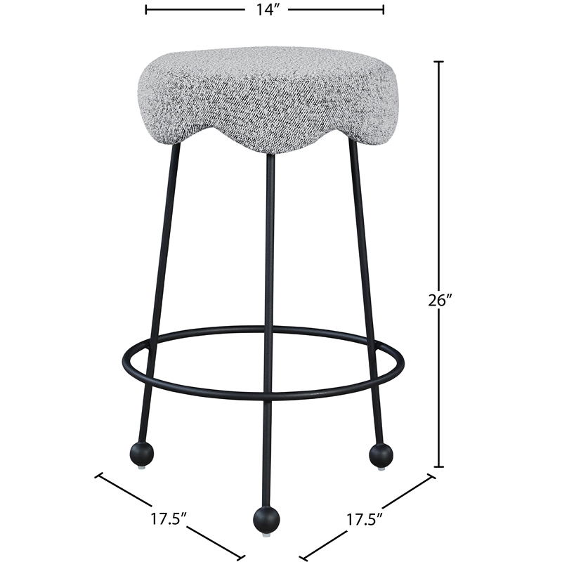 Meridian Furniture Fleur Grey Boucle Fabric Counter Stool
