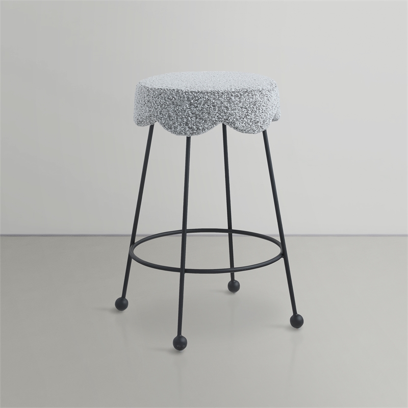 Meridian Furniture Fleur Grey Boucle Fabric Counter Stool