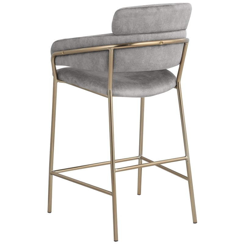 Meridian Furniture Yara Grey Velvet Counter Stool