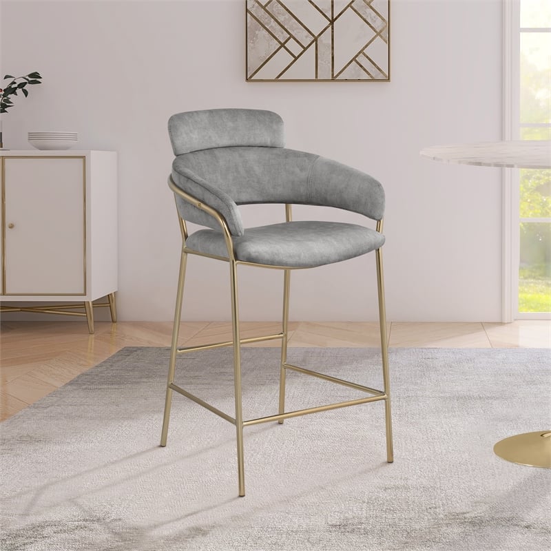 Meridian Furniture Yara Grey Velvet Counter Stool