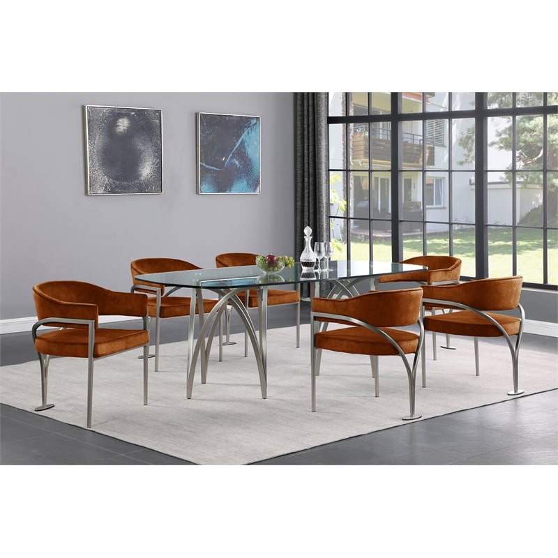 Meridian Furniture Madelyn Cognac Velvet Dining Chair (Set of 2)