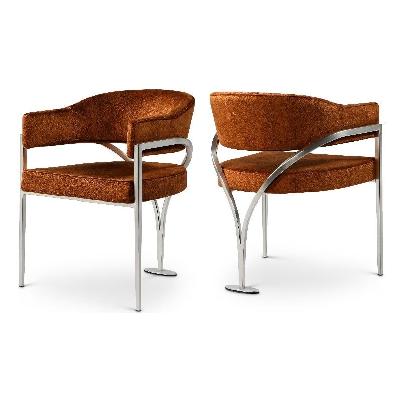Meridian Furniture Madelyn Cognac Velvet Dining Chair (Set of 2)