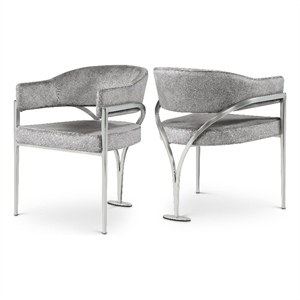 Meridian Furniture Madelyn Grey Velvet Dining Chair (Set of 2)
