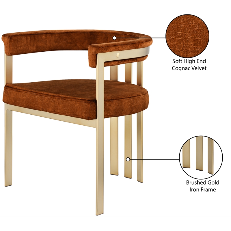 Meridian Furniture Marcello Cognac Velvet Dining Chair (Set of 2)