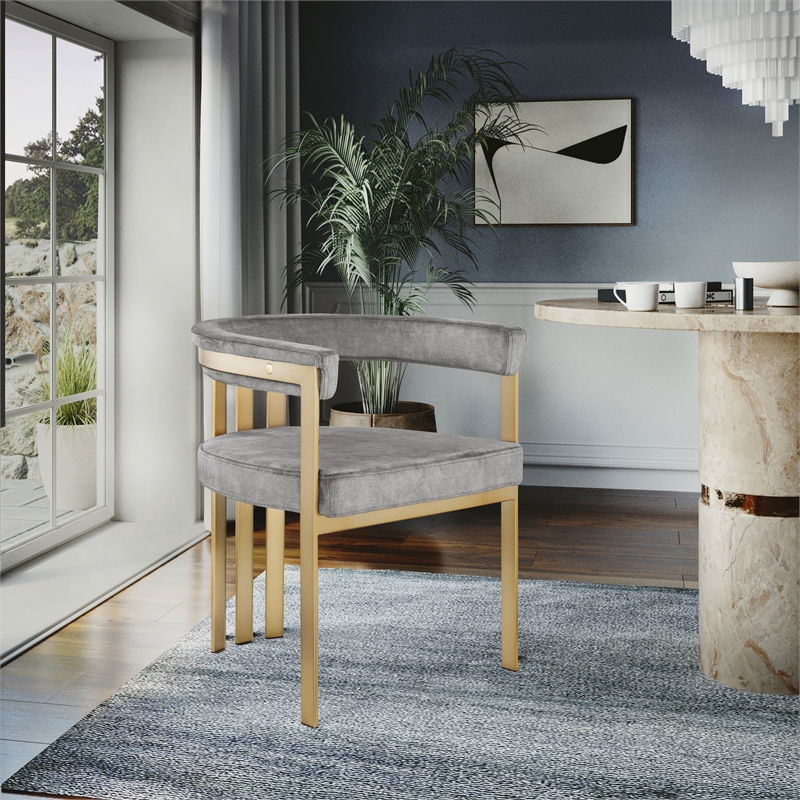 Meridian Furniture Marcello Grey Velvet Dining Chair (Set of 2)