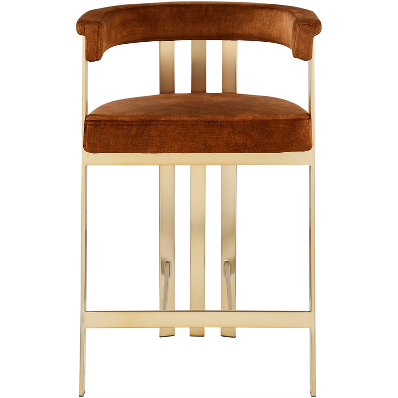 Meridian Furniture Marcello Cognac Velvet Counter Stool (Set of 2)