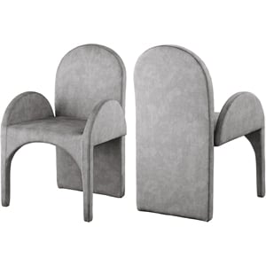Meridian Furniture Summer Grey Velvet Dining Arm Chair (Set of 2)