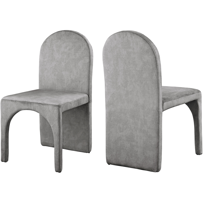 Meridian Furniture Summer Grey Velvet Dining Side Chair (Set of 2)