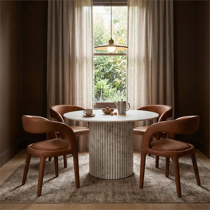 Meridian Furniture Sylvester Cognac Vegan Leather Dining Chair