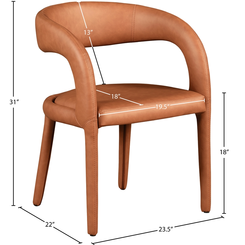 Meridian Furniture Sylvester Cognac Vegan Leather Dining Chair