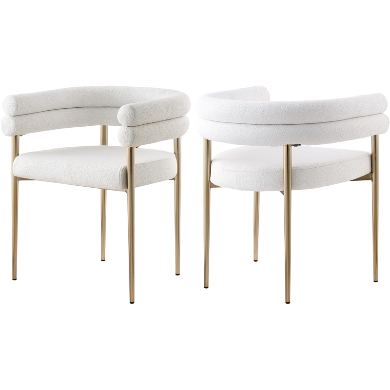 Meridian Furniture Brielle Cream Boucle Fabric Dining Chair (Set of 2)