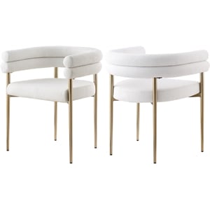 Meridian Furniture Brielle Cream Boucle Fabric Dining Chair (Set of 2)
