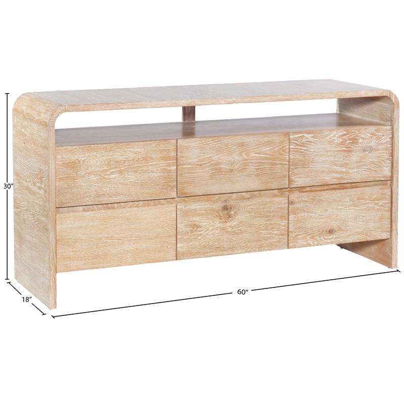 Meridian Furniture Cresthill Natural Solid Oak Wood Dresser