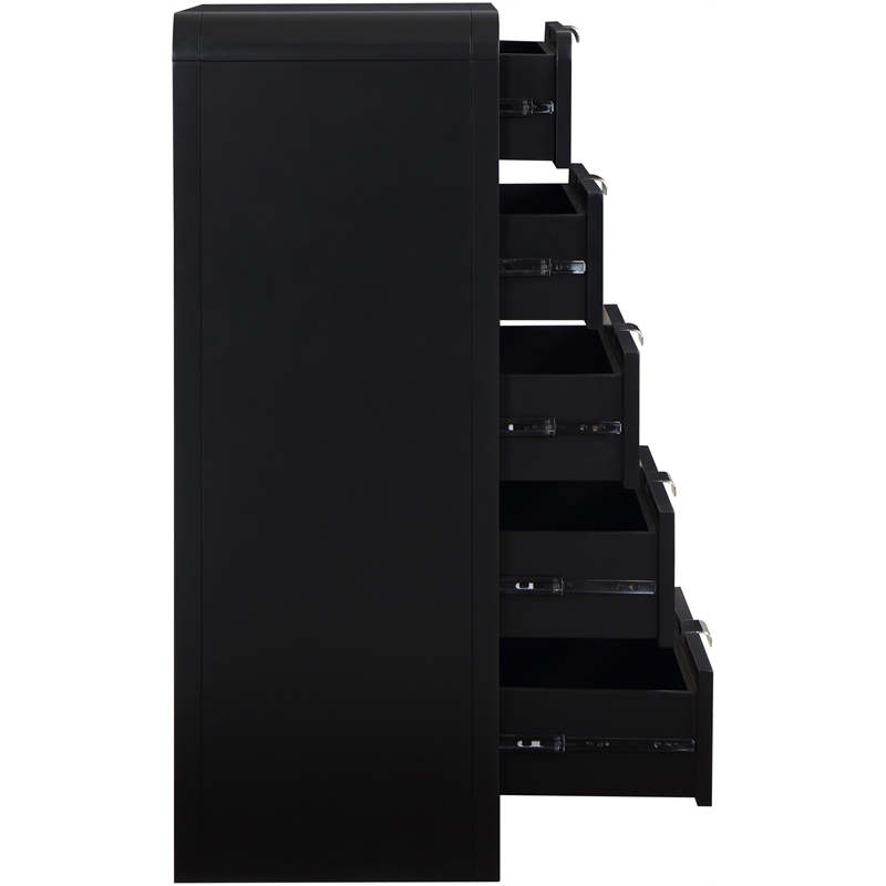 Meridian Furniture Sage Black Chest with Natural Cane Drawer Front