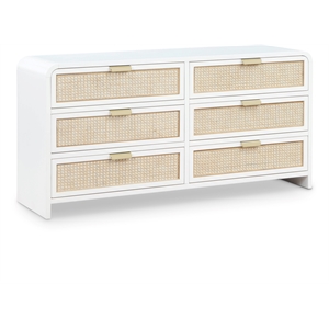 Meridian Furniture Sage White Dresser with Natural Cane Drawer Front