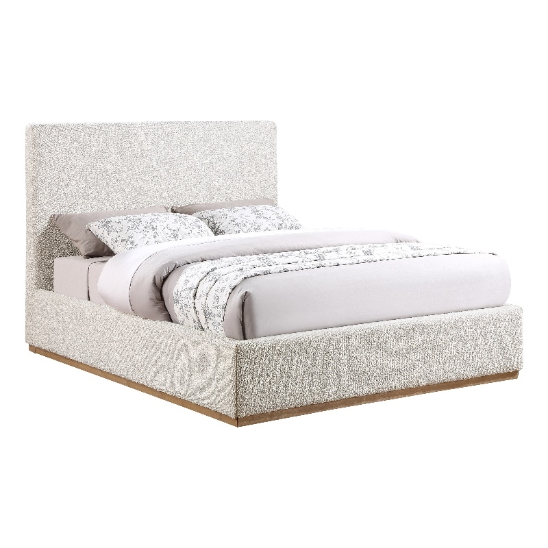 Meridian Furniture Monaco Cream Fabric Queen Bed