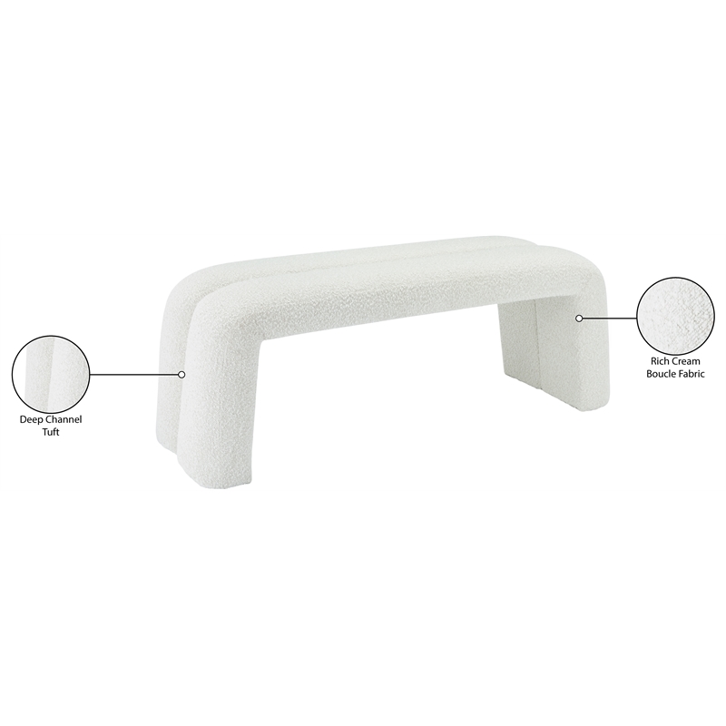 Meridian Furniture Arc Cream Fabric Bench