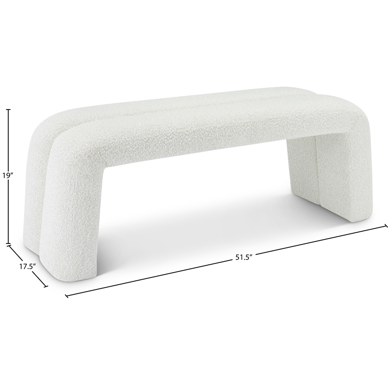 Meridian Furniture Arc Cream Fabric Bench
