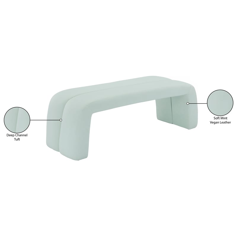 Meridian Furniture Arc Mint Vegan Leather Bench