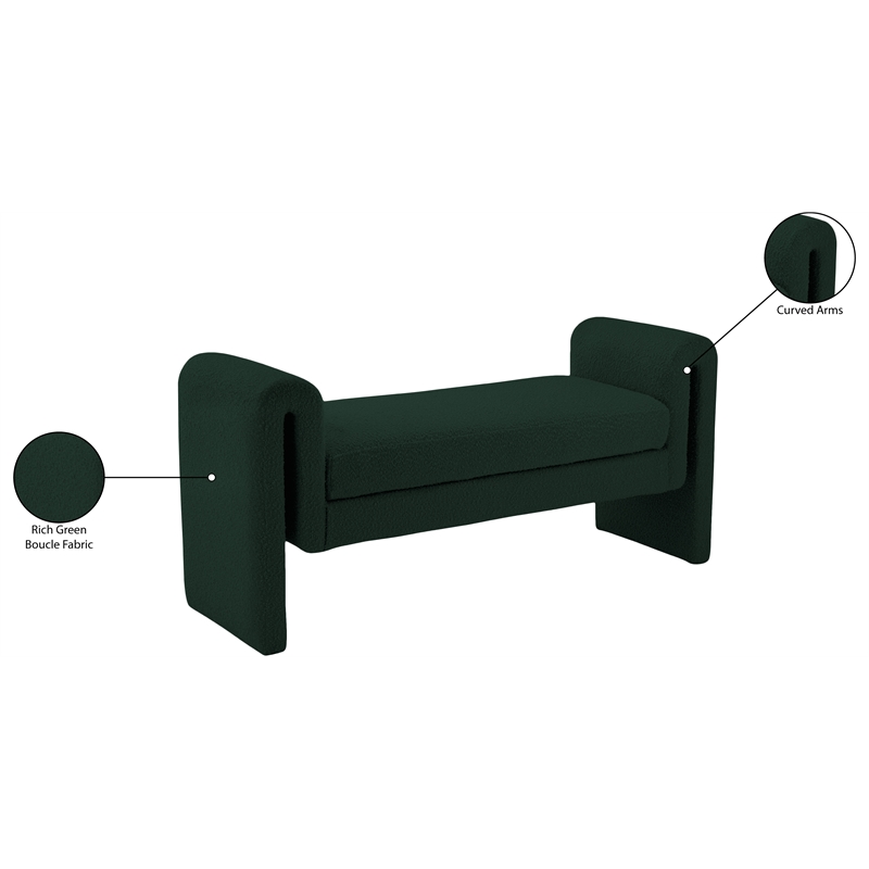 Meridian Furniture Stylus Green Fabric Bench