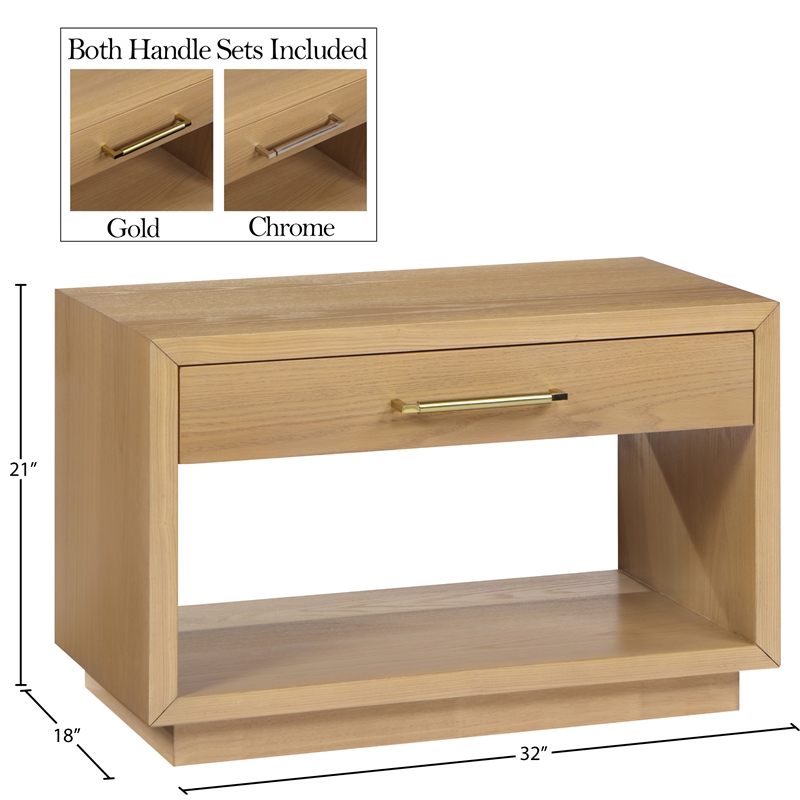 Meridian Furniture Avery Oak Wood Veneer Night Stand