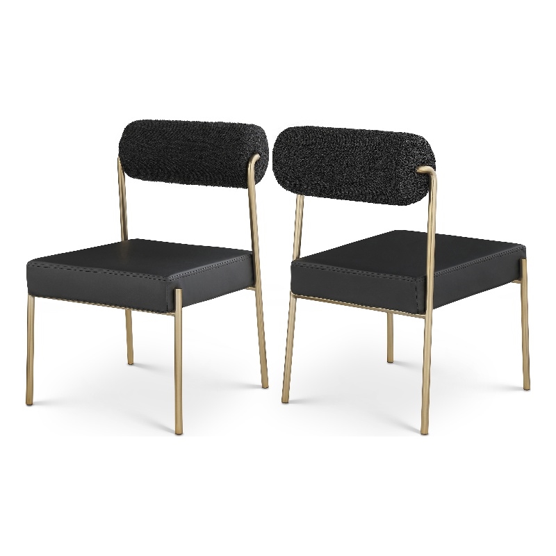 Meridian Furniture Carly Black Vegan Leather / Boucle Dining Chair (Set of 2)
