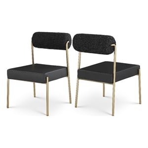 Meridian Furniture Carly Black Vegan Leather / Boucle Dining Chair (Set of 2)