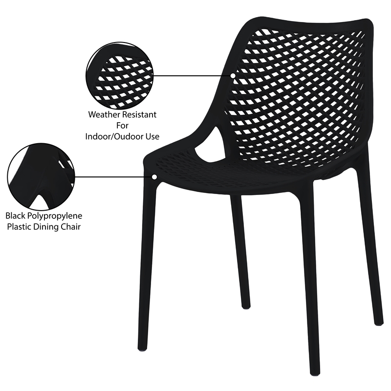 Meridian Furniture Mykonos Black Outdoor Patio Dining Chair (Set of 4)
