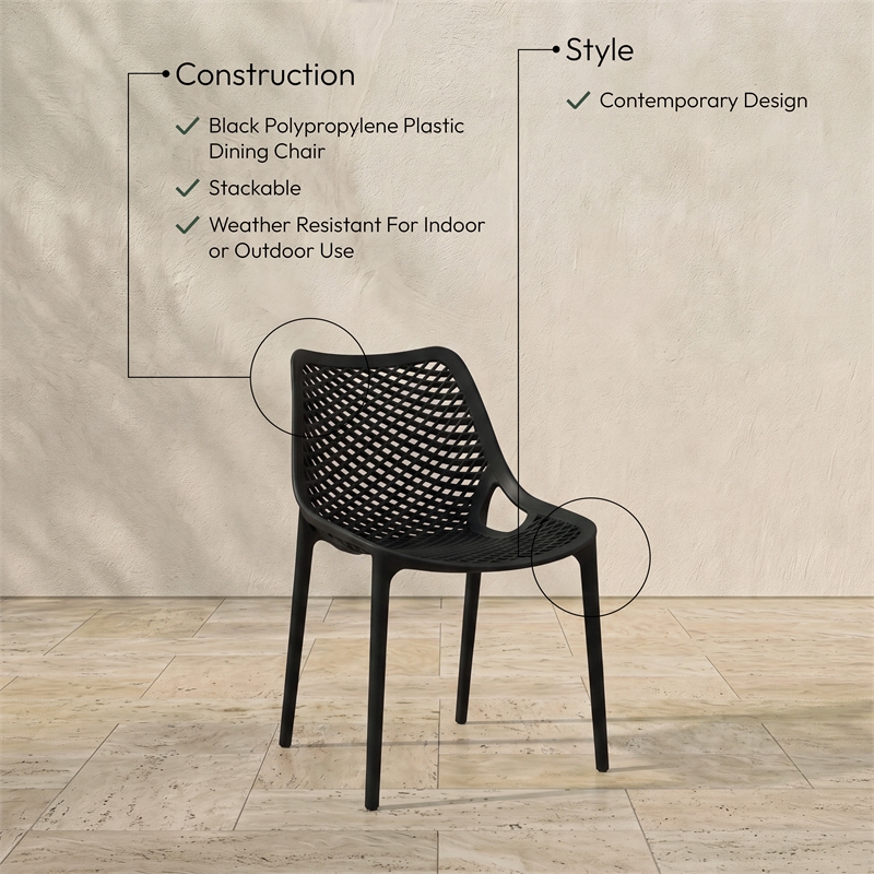 Meridian Furniture Mykonos Black Outdoor Patio Dining Chair (Set of 4)