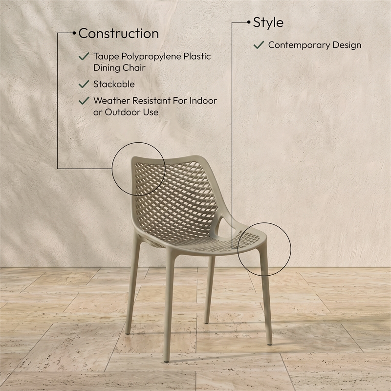 Meridian Furniture Mykonos Taupe Outdoor Patio Dining Chair (Set of 4)