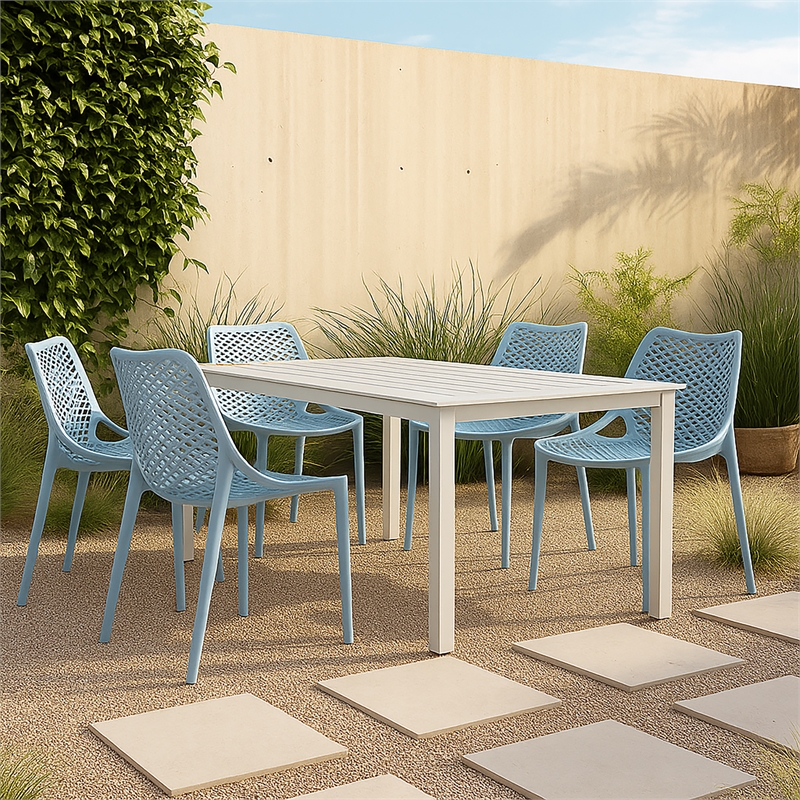 Meridian Furniture Mykonos Sky Blue Outdoor Patio Dining Chair (Set of 4)