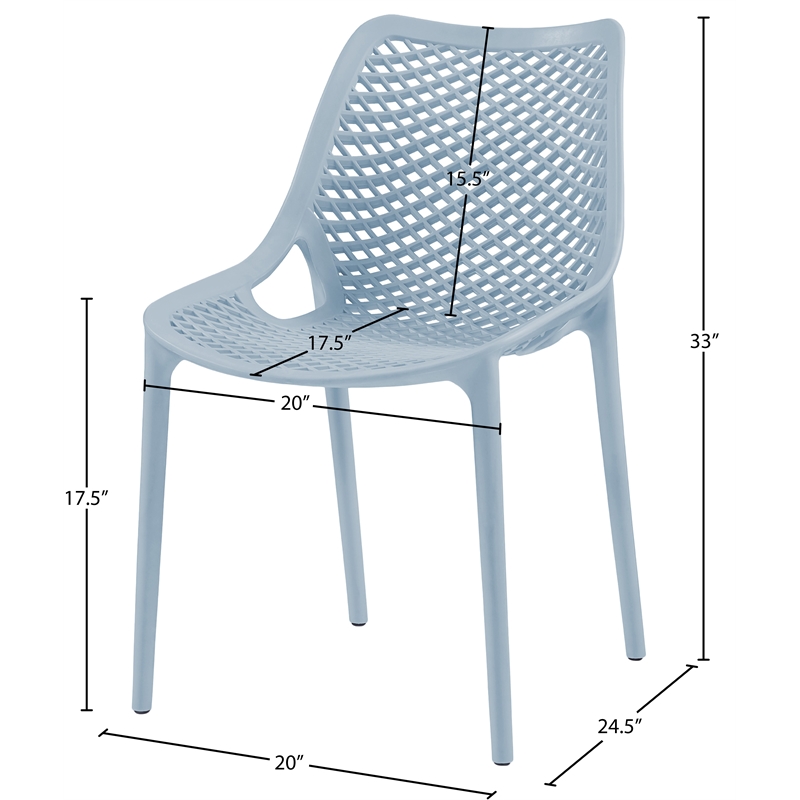 Meridian Furniture Mykonos Sky Blue Outdoor Patio Dining Chair (Set of 4)