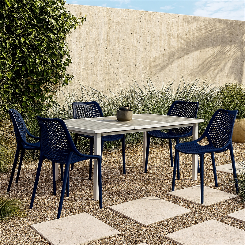 Meridian Furniture Mykonos Navy Outdoor Patio Dining Chair (Set of 4)