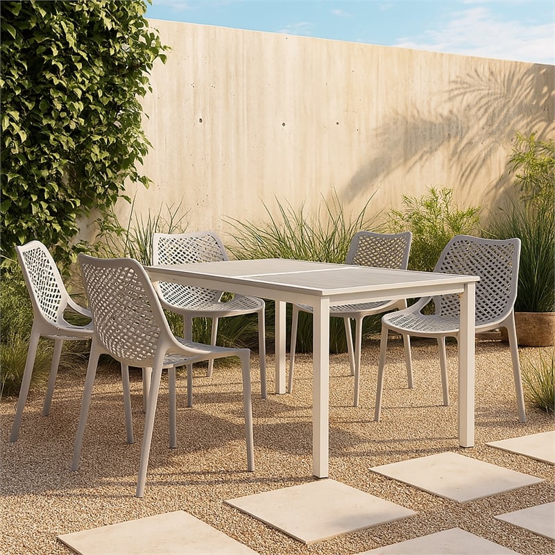 Meridian Furniture Mykonos Grey Outdoor Patio Dining Chair (Set of 4)