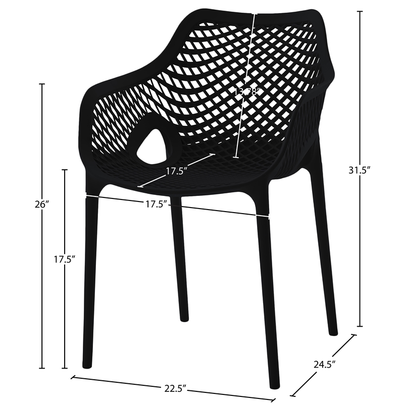 Meridian Furniture Mykonos Black Outdoor Patio Dining Chair (Set of 4)