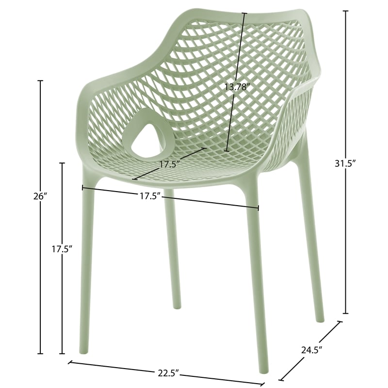 Meridian Furniture Mykonos Mint Outdoor Patio Dining Chair (Set of 4)