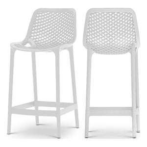 Meridian Furniture Mykonos White Outdoor Patio Stool (Set of 4)